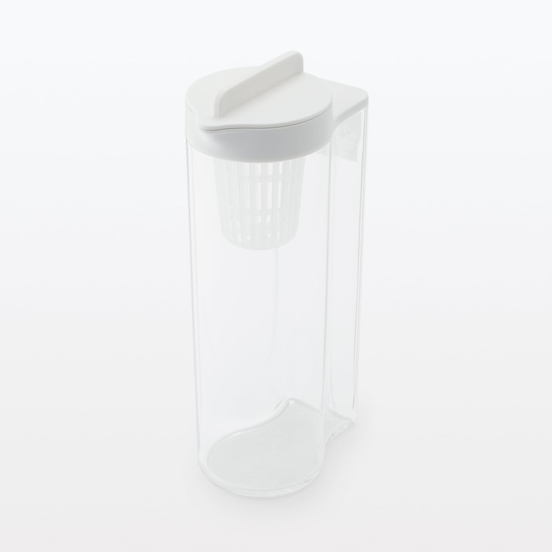 Muji MDC47A2A Horizontal Water Bottle with Strainer, White, Approx. 6.6