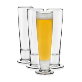 Libbey Stockholm Pilsner Beer Glasses Set of 4, 14.5oz, Tall Pint Glasses for Pilsner, Kolsch, Lager, and More, Unique Beer Gift Set