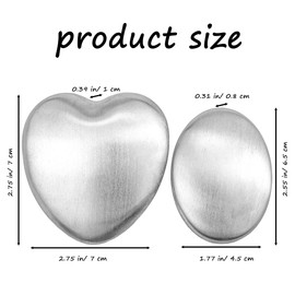 LEEFONE 2 PCS Stainless Steel Soap, Magic Metal Odor Remover Bar Eliminating Smells Like Fish Onion Garlic Scents from Hands and Skin, Kitchen Gadgets (Heart Shape + Oval)