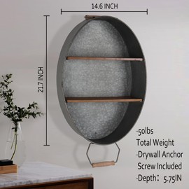 Oakrain Galvanized Wash Tub with Shelves | Towel Racks for Bathroom | Bathroom Wall Shelves | Farmhouse Rustic Bathroom Decor | 2 Tier Wall Towel Holder with Wood Shelf | Galvanized Shelf Wall