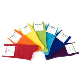 ZAKIRA Finest Combed Cotton Dress Socks in Plain Colours for Men, Women, 4-6 (UK), Rainbow 7-PACK