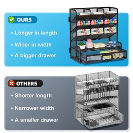 Marbrasse Larger Mesh Desk Organizer with Drawer, Multi-Functional Pen Pencil Holder, Easy Assembly, Desk Organizers and Accessories for Office Art Supplies (Black)
