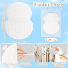 100pcs Sweat Pads, Disposable Armpit Shields to Combat Sweat, Unscented, With our Disposable Underarm Sweat Shields, Reclaim Your Confidence Underarm Pads Designed for All-Day Protection