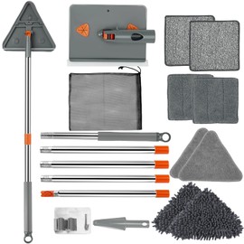 Loebelle Wall Cleaner Mop with Long Handle 76 Inch, Baseboard Cleaner Tool Duster with Extension Pole, 360° Rotatable Wall Mop Ceiling Cleaning Tool with 8 Replacement Pads for Painted Walls, Floor