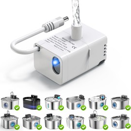 Cat Water Fountain Pump, Wireless Pet Water Fountain Replacement Pump, Ultra Silent Replacement Pump for 3.2L Stainless Steel,Cat Fountain Pump