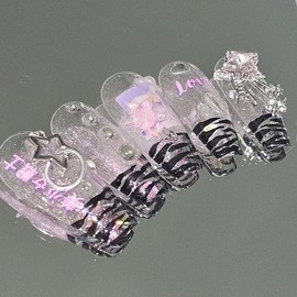 Beautiful Girl Transparent [Handmade Nail Tips] Emily Nail - Almond / 미소녀 투명 [수제네일팁] 에밀리네일 - 아몬드