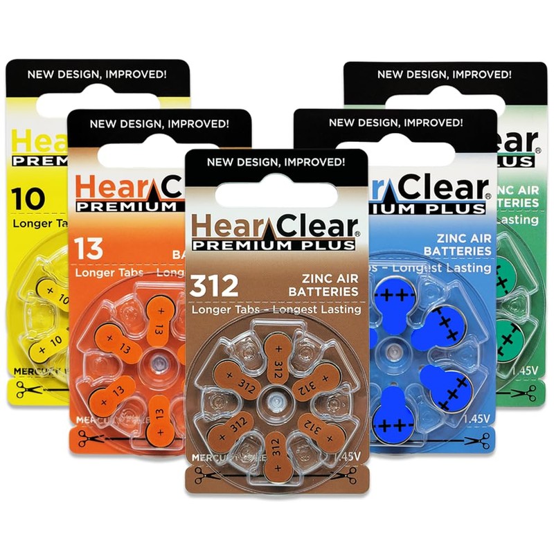 HearClear Size 312 PR41 Hearing Aid Batteries Brown Tab (120