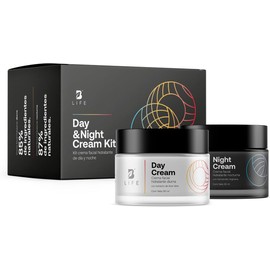 Kit Crema Día y Noche para Rostro de 90 ml C/U. Ingredientes Naturales. Adicionada con Vitamina C y Ácido Hialurónico. Kit Day and Night Cream B Life.