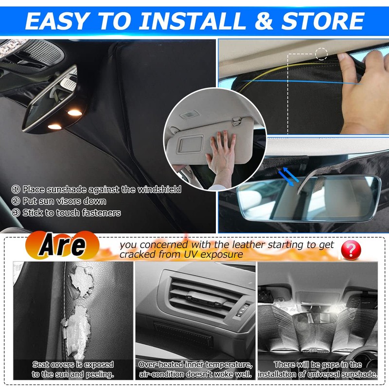 Karltys Windshield Sun Shade for 2018-2024 Chevy Equinox, 3-Pack Front