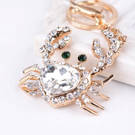 [PRETYZOOM] 2pcs Animal Lovely Ring Shaped Cute Bag Rhinestone Keychain Key Diamond Crystal Car Decoration Ornament Pendant Practical Decoration Blessing, white