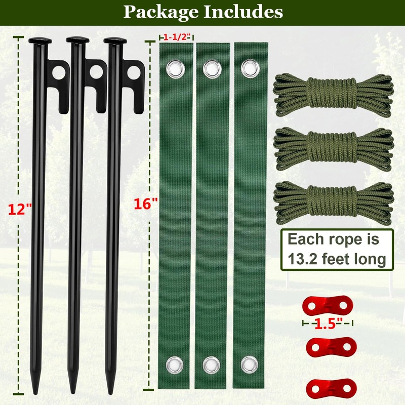 Tree Stakes and Supports, Heavy Duty Tree Stakes Kit Include
