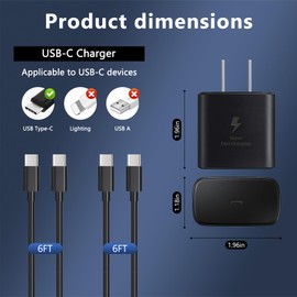 Charger for Sam Sung,USB C Fast Charging Plug and 5.9 Feet Type-C Cable,Compatible with Galaxy S24/S24Ultra/S24+/S23 Ultra,S22,S21/S20 FE,S20,S10,Note 20,A12,A13,A14,A33,A53,A54 (45W)