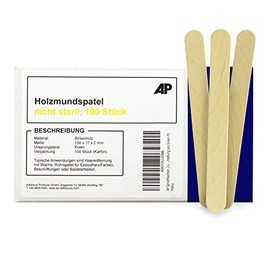 Wooden Mouth Depressors - Non-Sterile 100 Pieces 15 x 1.7 cm Ideal for Crafts, Hair Removal or Mixing Paints or Resin
