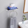 Bath Towel Ring with Shelf Stainless Steel Adhesive Towel Hanger