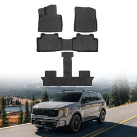 Powerty Floor Mats for 2021-2025 Kia Sorento (Non-Hybrid) Accessories All Weather Floor Liner 3D TPE 1st & 2nd Row Floor Mat Heavy-Duty Floor Liners