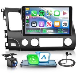 KYNNT 8-Core 4G+64G Car Radio for Honda Civic 2006-2011 with Qualcomm Snapdragon chip, Car Stereo Carplay Android Auto 3D car Model Display GPS WiFi 10.1 Inch IPS Touchscreen Mirror Link Camera
