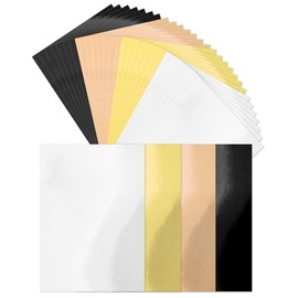 Cinvo 32 Pack Metallic Paper Sheets A4 Thick Cardstock Foil 250 GSM Mirror Shimmering Paper Reflective Sheet for Cardmaking Scrapbook Poster Cardboard Party Decor DIY Craft (8.5" x 11", 4 Colors)