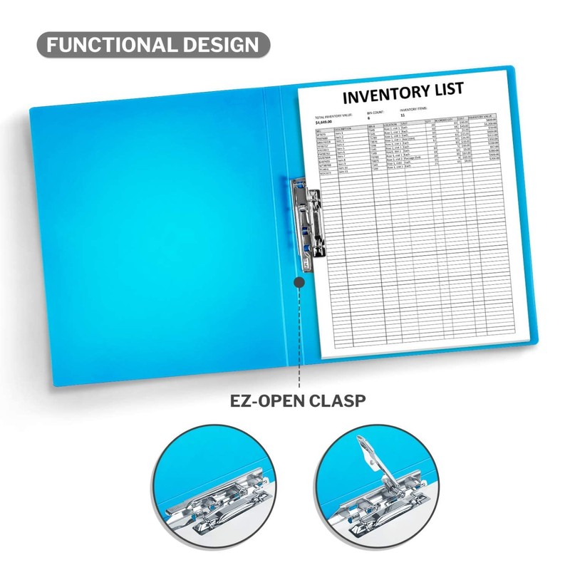 CRANBURY Punchless Clamp Binder (Blue), 8.5x11 Folder with Metal Clip,