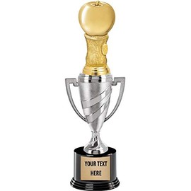 Crown Awards Apple Trophy, 13" Silver Cup Teachers Apple Trophies with Engraving Included, 10 Pack