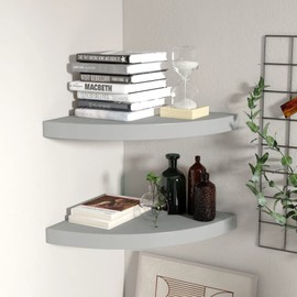 Casafoyer Floating Corner Shelves 2 pcs Gray 13.8"x13.8"x1.5" MDF