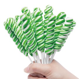 Green Twist Lollipops Individually Wrapped Bulk, St. Patrick's Twisty Lollipop, Kid's Lollipops Candy for Birthday Party,Green Apple Flavor 15 Pack - Big Size