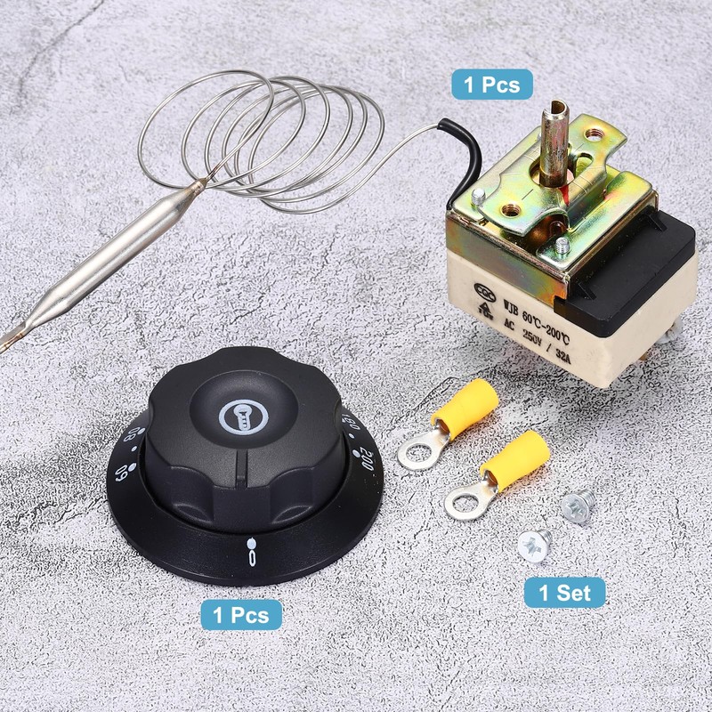 MECCANIXITY Temperature Control Switch 250V, 25A 30-110°C Capillary Thermostat Temperature