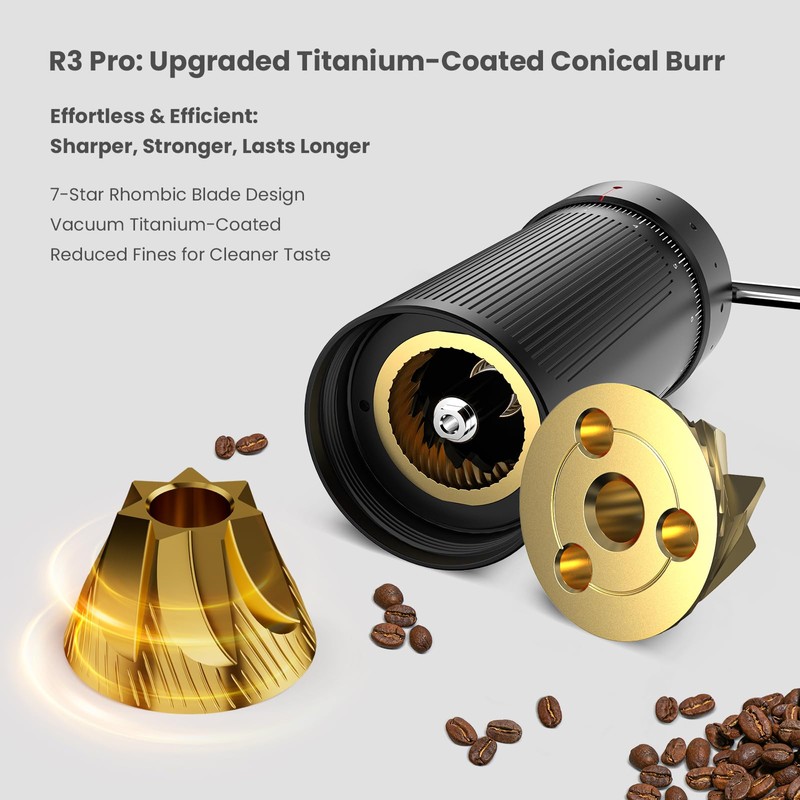 MHW-3BOMBER R3 Pro Manual Coffee Grinder, 2026 Upgraded Titanium Coated