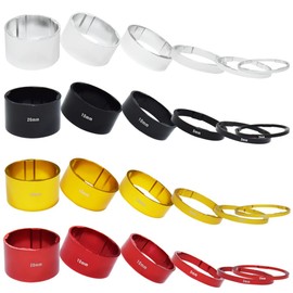 Yuauy 4 Sets Bicycle Headset Stem Washer Spacer 2/3/5/10/15/20mm Fits 1-1/8" (28.8mm) heads steerer tubes for Road Bike MTB Black Red Gold Silver Aluminium Alloy