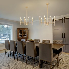 Pevfah Modern Farmhouse Gold Chandeliers for Dining Room Light Fixture, 8-Light Metal Candle Chandeliers Lighting for Foyer Living Room Staircase Entryway Bedroom