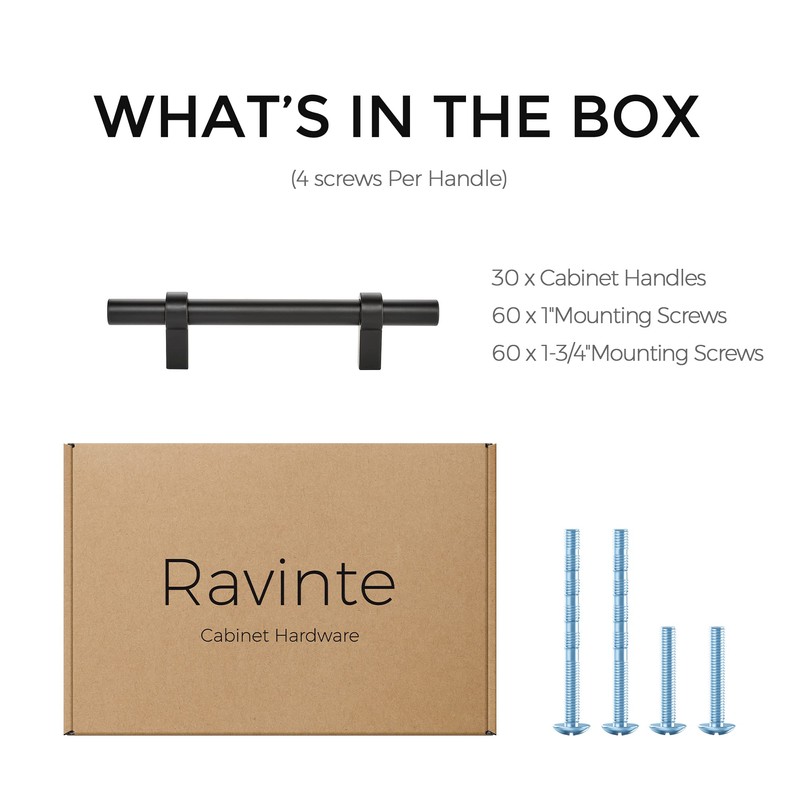 Ravinte 30 Pack 6 Inch Cabinet Pulls Matte Black Kitchen
