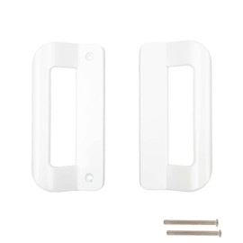 KVTTOZA Sliding Door Handle Set (No Lock, Non-Keyed), Fits 5-5/8 Inch Screw Hole Spacing 2 Replacement White Diecast Sliding Patio Glass Door Handles Pulls