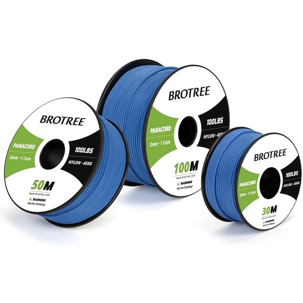 Brotree Paracord 2mm 30M 100% Nylon Rope 1 Strand Parachute