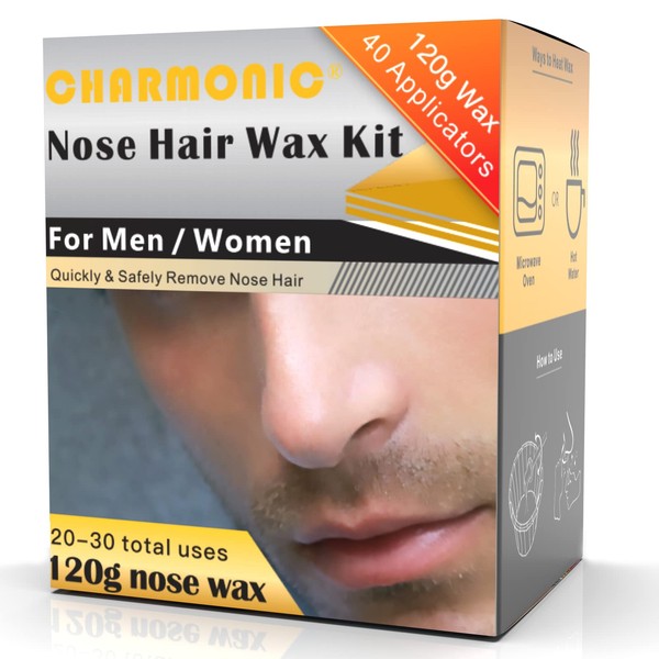 120g Wax Nose Wax Kit, Nose Hair Wax, Nose Wax with 40 Applicators, Quick & Painless Nose Hair Waxing Kit for Men and Women, Nose Hair Remover Wax Kits Used at Least 20 Times Usage