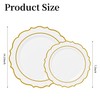 Ciselure 120PCS White Plastic Plates, Disposable Party Plates with Gold