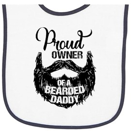 inktastic Proud Owner Of a Bearded Daddy Baby Terry Cloth Bib White and Navy 28873