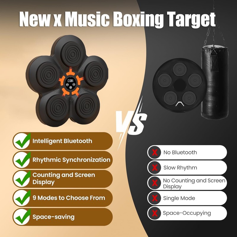Music Boxing Machine with Boxing Gloves, Wall Mounted Smart Bluetooth