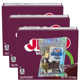 Candy Freezer jellGelatin Dessert Mix - 3 oz Boxes (Pack of 3) - With Candy Freezer Freeze Dried Ice Cream Bites (Black Cherry) - Candy