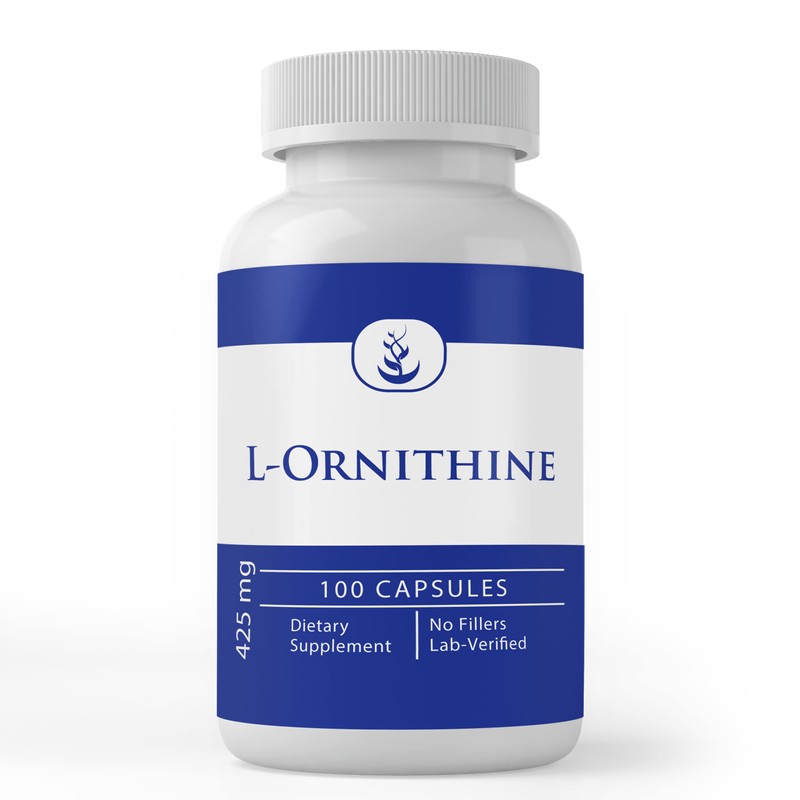 L-Ornithine HCl (100 cápsulas) Suplemento de entrenamiento, síntesis de proteínas