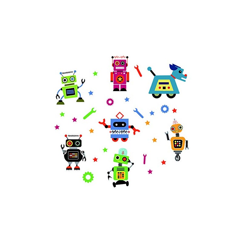 Runtoo Robots - Calcomanías de pared educativas para el aula