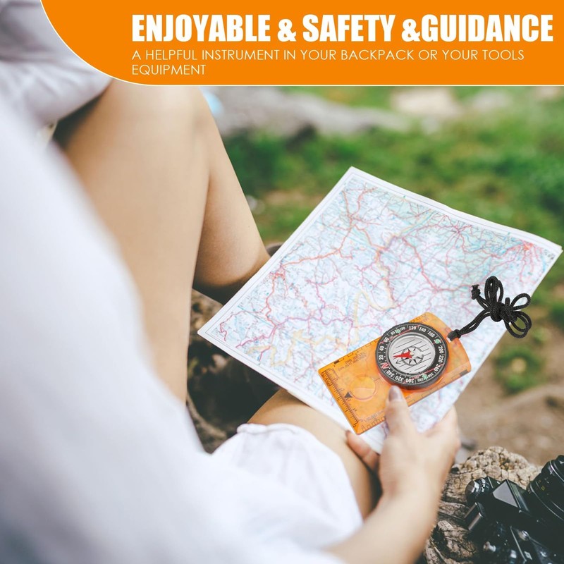 YUFFQOPC 4pcs Compass Navigation,Orienteering Compass,Baseplate Compass with Adjustable Declination,Magnifier,Ruler,Scale,Multifunctional Orienteering