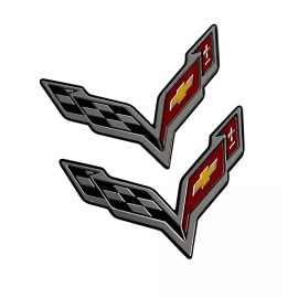 Unbranded 2 Fender Console Badge Engine Cover Aluminum Emblems Corvette Stingray C7 Flag