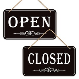 Open Closed Signs for Business, 12x6.7 Waterproof Double Sided Come In or Closed Hanging Sign, Business Open and Closed Hours Flip Sign for Stores Restaurants Bars Shops Door Window（without ropes）