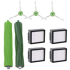 Kit de Repuesto para iRobot Roomba e5 e6 e7 i3 i7 j7 y Todas Las Series Plus I, E, J, con 1 Juego de Cepillos de Goma Multisuperficial, 8 Cepillos de Barrido de Bordes, 8 Filtros, etc