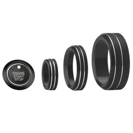 HDUFC for Ford Mustang Mach E 2025 2024 2023 2022 2021 Aluminum Alloy Shift Switch knob Cover Engine Start Stop Button Cover External Decorative Ring Headlight knob Cover 5 Pieces (Black)