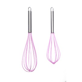 Confection Stand Silicone Whisk Set, Non-stick, Dishwasher Safe, Durable Stainless Steel, Set of 2