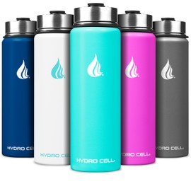 HYDRO CELL Stainless Steel Sport Water Bottle with Straw - Keeps Drinks Cold & Hot via a Leak Proof Metal Triple Insulated Vacuum Flask for All Sports and Outdoors Activities (Teal 24oz)