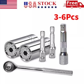 Unbranded 3/4/5/6Pc Socket Wrench Magical Grip Alligator Multi Tool with Drill Adapter USA - 4Pcs
