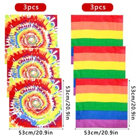Gukasxi Pack of 6 Rainbow Bandana Cotton Neckerchief Headscarf Handkerchief Unisex Square Headband Hair Band Headband Pride Bandana Accessories (B)