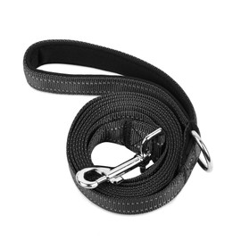 PWOD Double-Sided Reflective Nylon Dog Leash, 6 FT/4 FT/5 FT, Soft Padded Handle Heavy Duty Leashes with D Ring for Medium and Large Dogs Walking and Training,(Carbon Black, 5FT)