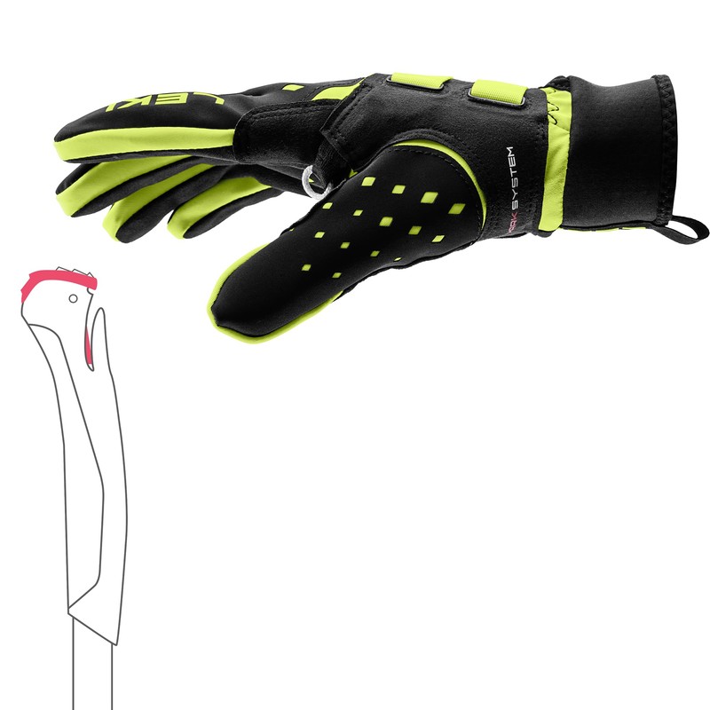 LEKI HRC Race Shark Gloves, Black/Neon Yellow, EU 9